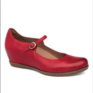 Dansko Red Burnished Loralie Nubuck Mary Jane